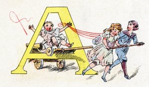 Lettera A: Divertimento con carrozza. Alfabeto di Phosphatine Falieres. Incisione. Alfabeto brevettato S.G.D.G. dal farmacista Pierre Emile Falieres. Illustrazioni in cromolitografia, fine XIX secolo. 16 pagine. Dim: 103x154mm da Unbekannt