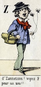 Lettera Z: "da Zannetons! Vedi 2 per un penny!!" Alfabeto "Divertimenti per bambini". Imagerie d