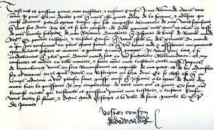 Lettera di re Edoardo IV a Francesco II, duca di Bretagna, chiedendo aiuto per il recupero del suo regno, scritta a Saint-Pol, 9 gennaio