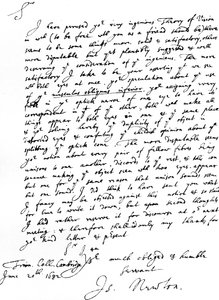Lettera di Sir Isaac Newton a William Briggs, M.D., scritta dal Trinity College, Cambridge, 20 giugno da Unbekannt