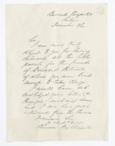 Lettera scritta da Florence Nightingale, mentre era al Barrack Hospital, Scutari da Unbekannt