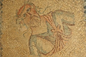 Libia, mosaico romano di vecchio con barba e corona da Unbekannt