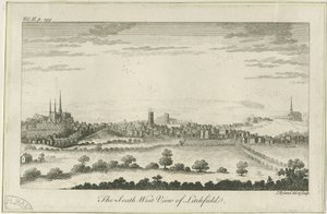 Lichfield - Vista Sud-Ovest: incisione, nd [c 1764]