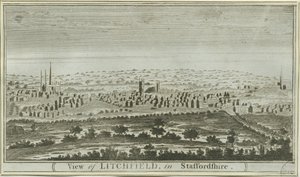 Lichfield - Vista Sud-Ovest: incisione, nd [c 1780-85]