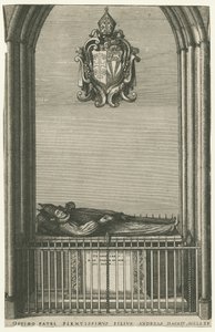 Cattedrale di Lichfield - Monumento di Bishop Hacket: incisione, nd [?fine XVII sec]