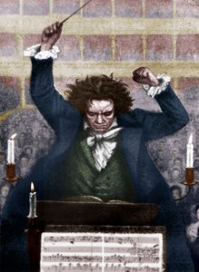 Ludwig van Beethoven che dirige con la bacchetta - di Katzaroff. Compositore tedesco da Unbekannt