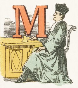 M - Magistrato - Alfabeto Infantile, Edizioni Gordinne 1920 (incisione) da Unbekannt