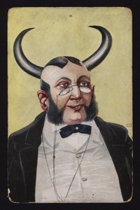 Uomo con corna di diavolo o demone