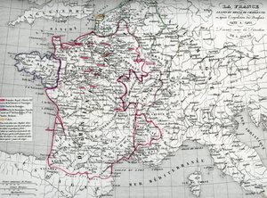 Mappa della Francia ai tempi del re Carlo VII e dopo l