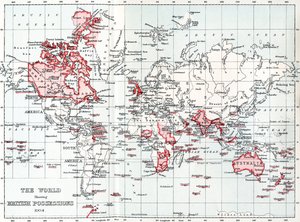 Mappa del mondo che mostra i possedimenti britannici nel 1904 da Unbekannt