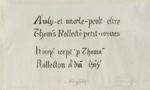 Chiesa di Mayfield - Iscrizione a Thomas Rolleston: disegno a penna, XVIII secolo da Unbekannt