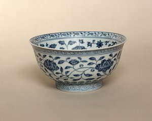 Ciotola blu e bianca Ming, marchio Hsuan-te (1426-35)