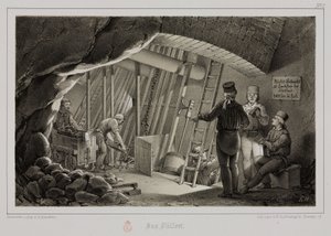 Miniere, minerali metallici: stazione di riempimento in una miniera, c. 1851 da Unbekannt
