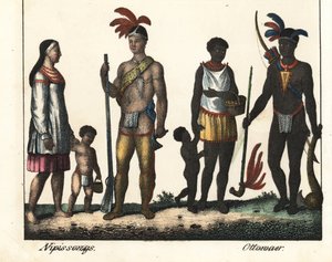 Nativi del Canada: una famiglia di indiani del Lago Nipissing e una famiglia di indiani dell