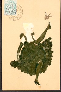 Vecchia cartolina/French Cancan/Donna della Belle Époque da William M. Timlin