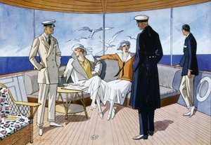 Su uno yacht, c. 1925 da Unbekannter Künstler