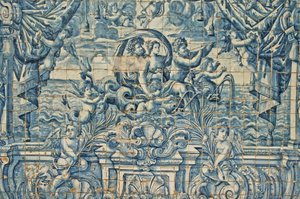 Oporto, Cattedrale Cattolica di Sé (orig. XII secolo), azulejos, piastrelle blu dipinte a mano