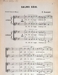Pagina di spartito musicale del Salmo 23, op 132, D 706 di Franz Schubert