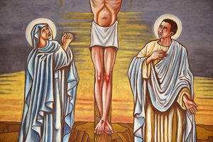 La crocifissione di Gesù Cristo. La Vergine Maria e San Giovanni, Aneho, Togo da Unbekannt
