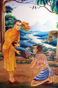 Dipinto che raffigura la storia della vita di Shakyamuni Buddha. Wat Naxai. Vientiane. Laos, 20151106, Vientiane, Laos da Unbekannt