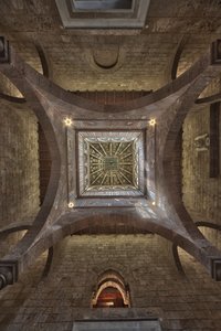 Palermo, Palazzo Reale o Palazzo dei Normanni, Torre Joharia, Sala dei Venti: cuspide in legno con la Rosa dei Venti (Rosa dei Venti) al centro Vista zenitale da Unbekannter Künstler