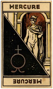 Paranormale. Astrologia. Mercurio (pianeta). Carta astrologica da: Le Tarot Astrologique, di Georges Muchery, Francia da Unbekannter Künstler