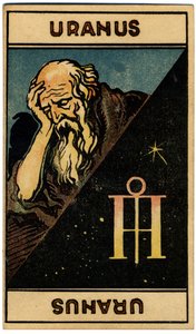Paranormale. Astrologia. Urano (pianeta). Carta astrologica da: Le Tarot Astrologique, di Georges Muchery, Francia