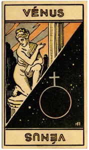 Paranormale. Astrologia. Venere (pianeta). Carta astrologica da: Le Tarot Astrologique, di Georges Muchery, Francia