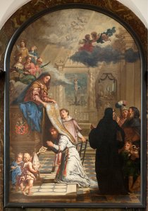 Chiesa parrocchiale (Parochiekerk Onze-Lieve-Vrouw). Interno. Nostra Signora che dona una casula a Sant