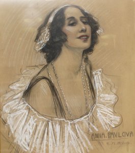 Disegno a pastello della ballerina russa Anna Pavlova da Unbekannt