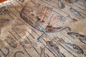 Basilica Patriarcale di Aquileia. Pavimento a mosaico con simbolismo cristiano, IV secolo. Italia. da Alec Hunter