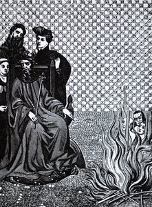Filippo II di Francia che condanna i discepoli del teologo francese Amaury da Unbekannt