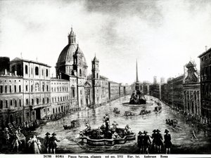 Piazza Navona a Roma, stampa del XVII secolo conservata a Roma