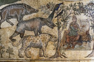 Piccardia 073 - Laon - Casa delle Associazioni - Mosaico romano di Blanzy - "Orfeo incanta gli animali" da Unbekannt