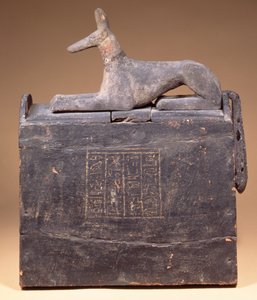 Scatola shabti a forma di pilone con un