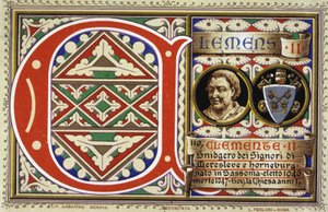 Papa Clemente II (1046-1047). Cromolitografia del 1903 da Unbekannter Künstler