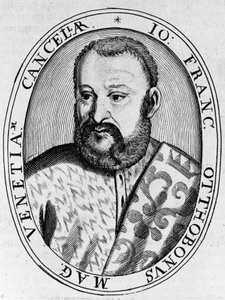 Ritratto di Francesco Ottoboni, Gran Cancelliere di Venezia, incisione da William M. Timlin