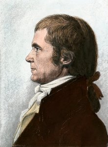 Ritratto di John Marshall (1755-1835), avvocato e statista americano, Presidente della Corte Suprema degli Stati Uniti. Litografia 19° secolo, basata su un dipinto di Charles Fevret de Saint Memin