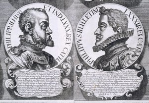 Ritratti di Filippo II e Filippo III di Spagna (litografia) da Unbekannt
