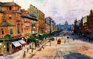 Praga: Piazza Venceslao (Vaclavske namesti) da Unbekannter Künstler