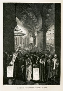 Preghiera durante una notte di Ramadan - Illustrazione dall