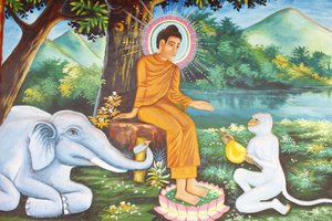 Monastero di Preah Prom Rath. Vita del Buddha. Siddhartha Gautama con l