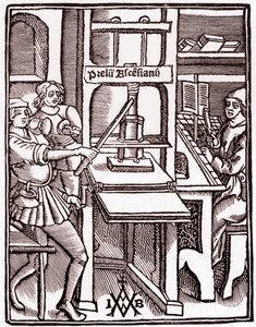 Stampa del torchio tipografico del 1511 da Unbekannter Künstler