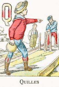 Q: Birilli - Incisione tratta da "Alfabeto dei giochi", circa 1890 da Unbekannt