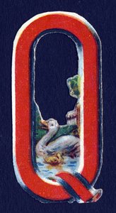 Q come Ciarlatano. Decoupage di scarabei sul tema degli animali. Incisione. Serie di 26 cromolitografie a cialda di origine inglese. Editore e illustratore sconosciuti. Fine XIX secolo. Dim: 5,5x3,5cm