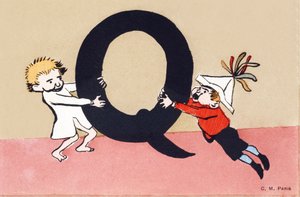 Q come lite - Alfabeto bambini. C. M. editore, Parigi. Cartoline dipinte a mano, affrancate nel 1904. Dimensioni: 14 x 9 cm da Unbekannt