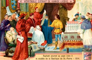 Raffaello presenta il modello della Basilica di San Pietro da Unbekannter Künstler