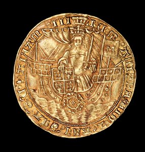 Rara moneta inglese, Oro Ryal, Regina Maria (Maria la Sanguinaria) su nave con spada e scudo da Unbekannter Künstler
