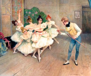 Prova di uno spettacolo, insegnante e ballerine dietro le quinte da Alec Hunter