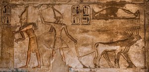 Rilievo con scene di fuoco sulla parete nord-est della stanza 26, Medinet Habu, tempio funerario di Ramses III, Luxor, Tebe-Ovest, Egitto, Africa (foto) da Unbekannter Künstler